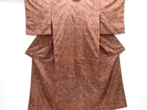 草花模様手織り紬着物